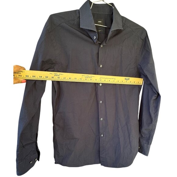 Hugo Boss Men's Slim Fit Tailored Dress Shirt Size Large Dark Blue - Picture 8 of 10